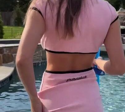 Christina Khalil Naked Pink Wet T-Shirt Pool Video Leaked